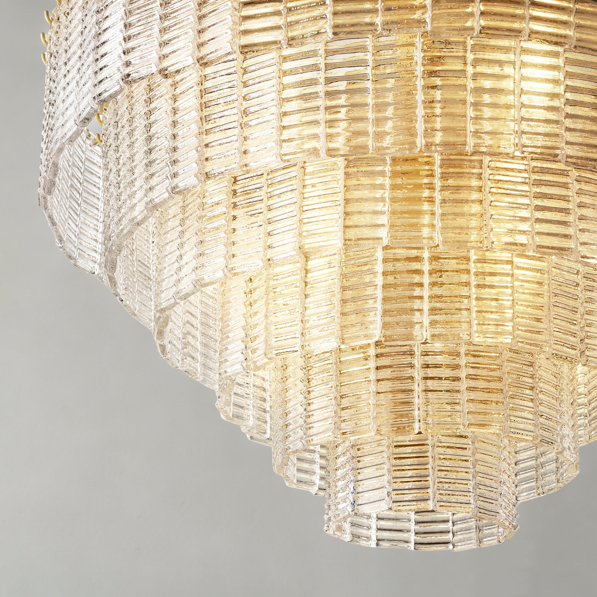 WOMO Ribbed Clear Glass Tiered Chandelier - Sirene