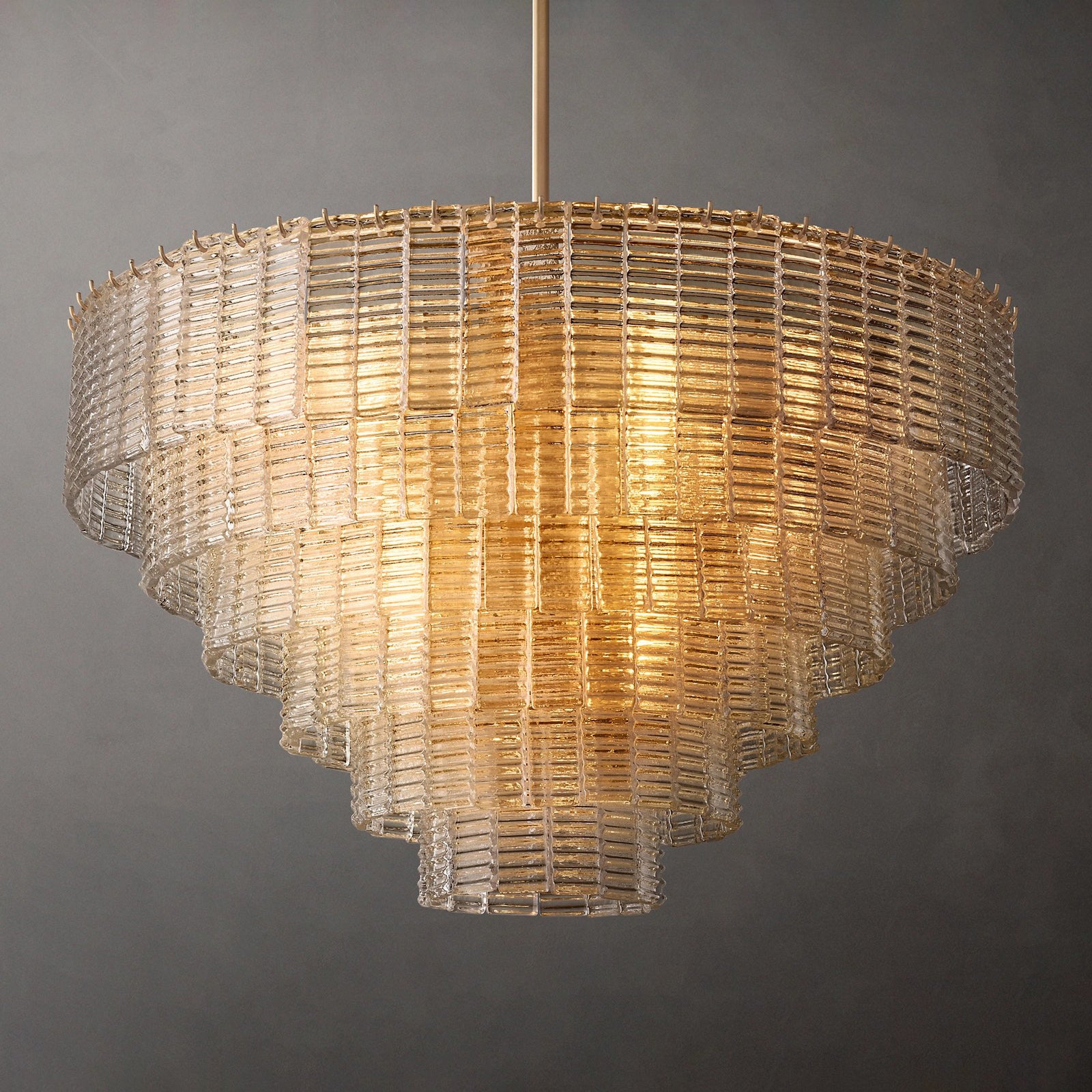 WOMO Ribbed Clear Glass Tiered Chandelier - Sirene
