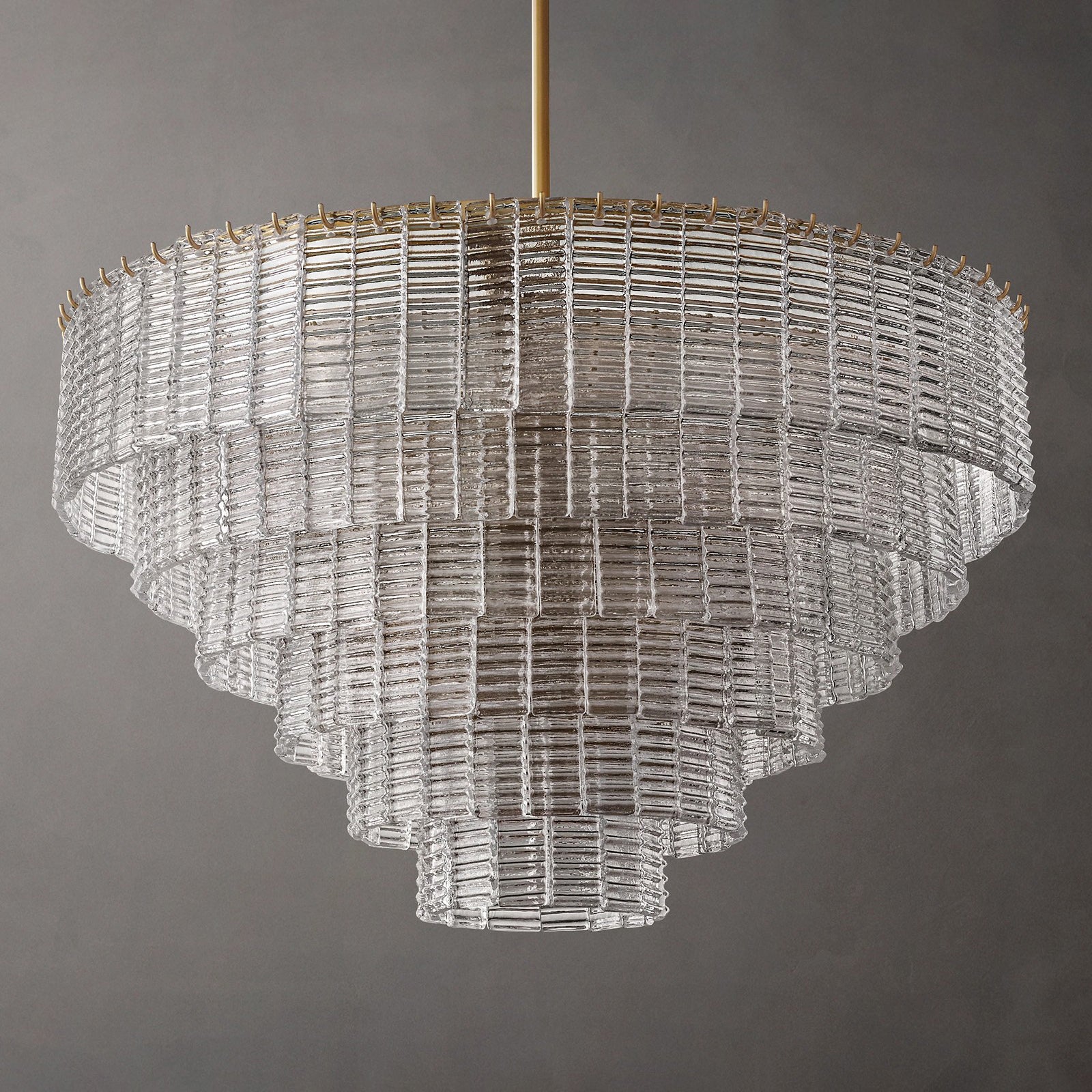 WOMO Ribbed Clear Glass Tiered Chandelier - Sirene