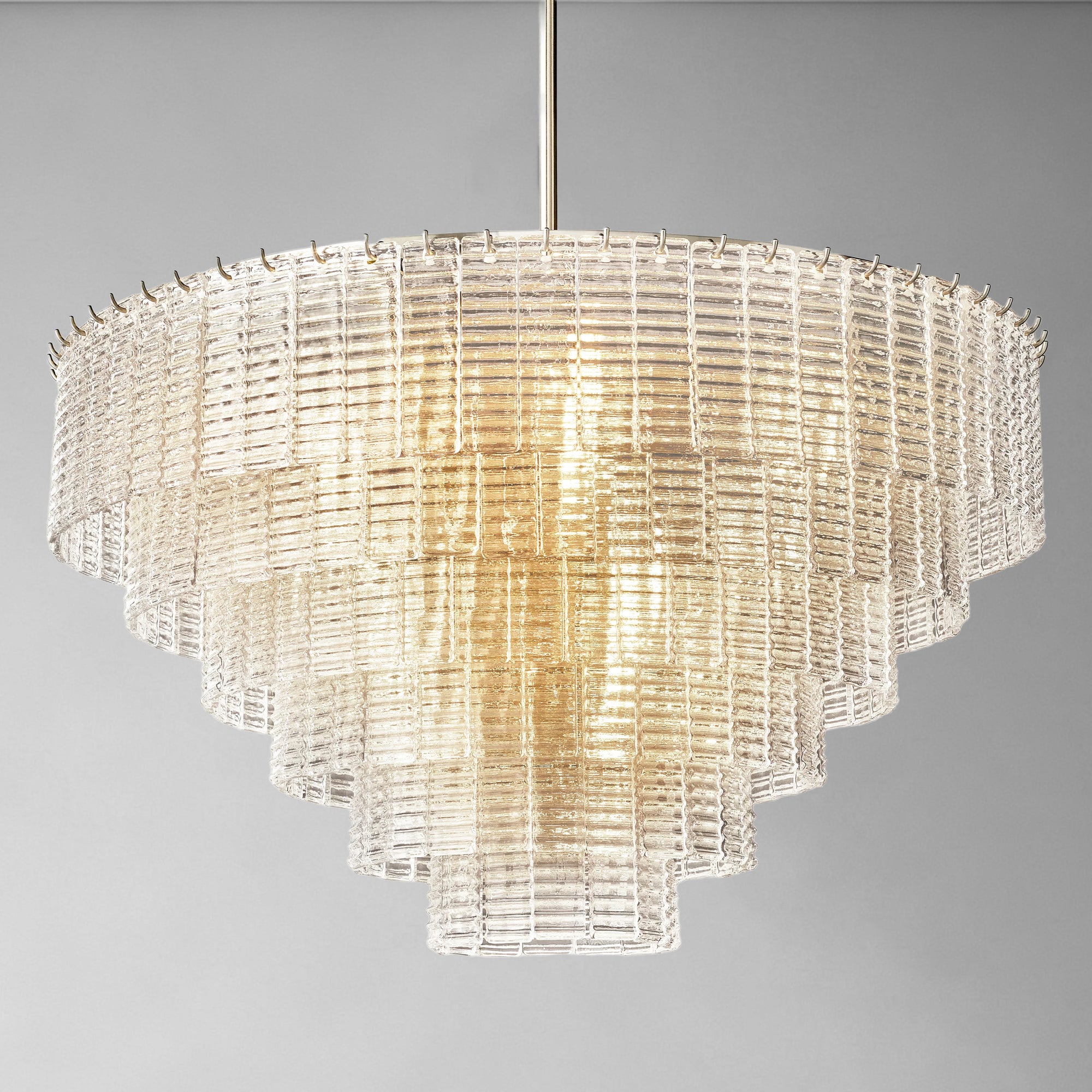 WOMO Ribbed Clear Glass Tiered Chandelier - Sirene