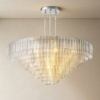 WOMO Ribbed Clear Glass Tiered Chandelier - Sirene