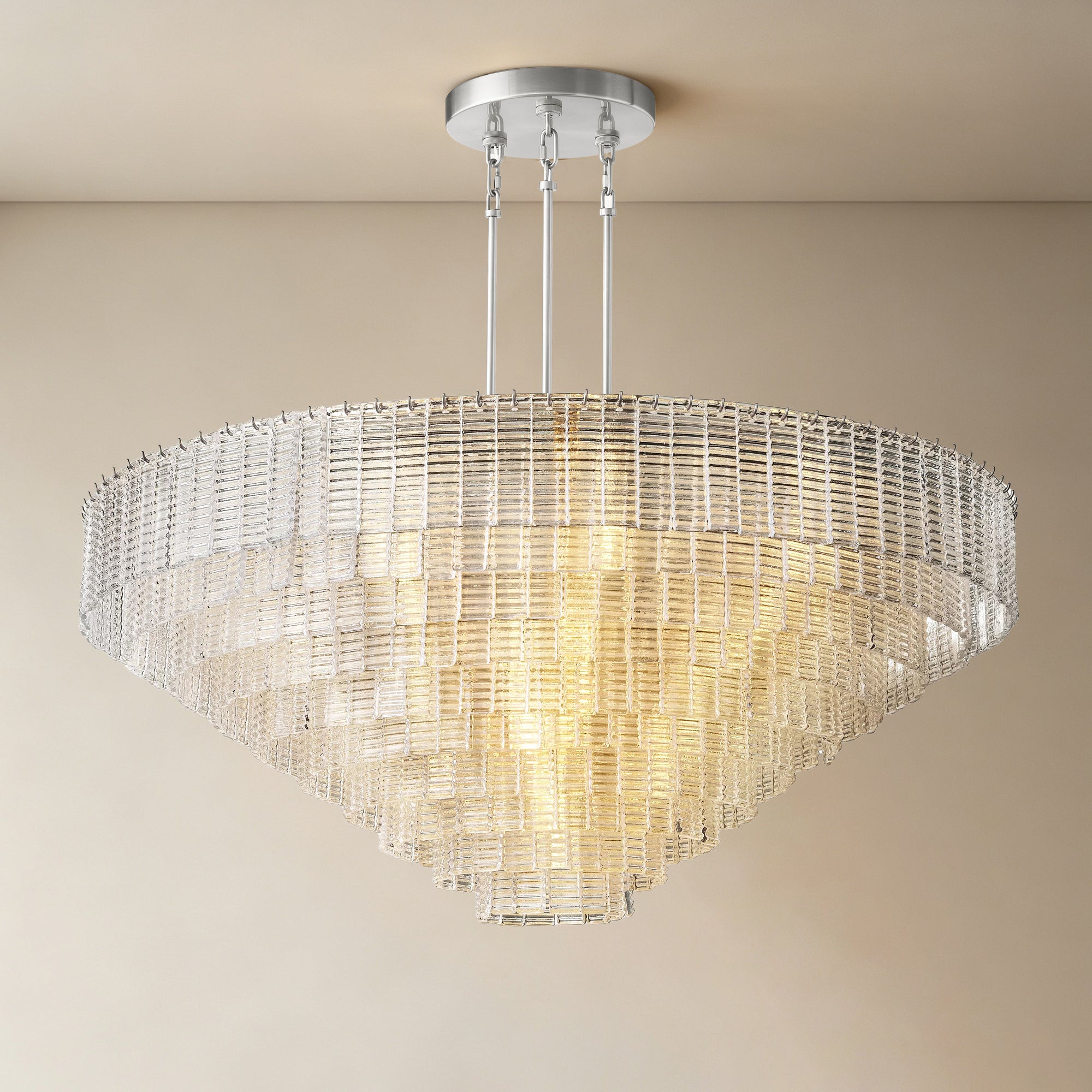 WOMO Ribbed Clear Glass Tiered Chandelier - Sirene
