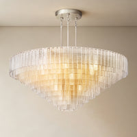WOMO Ribbed Clear Glass Tiered Chandelier - Sirene