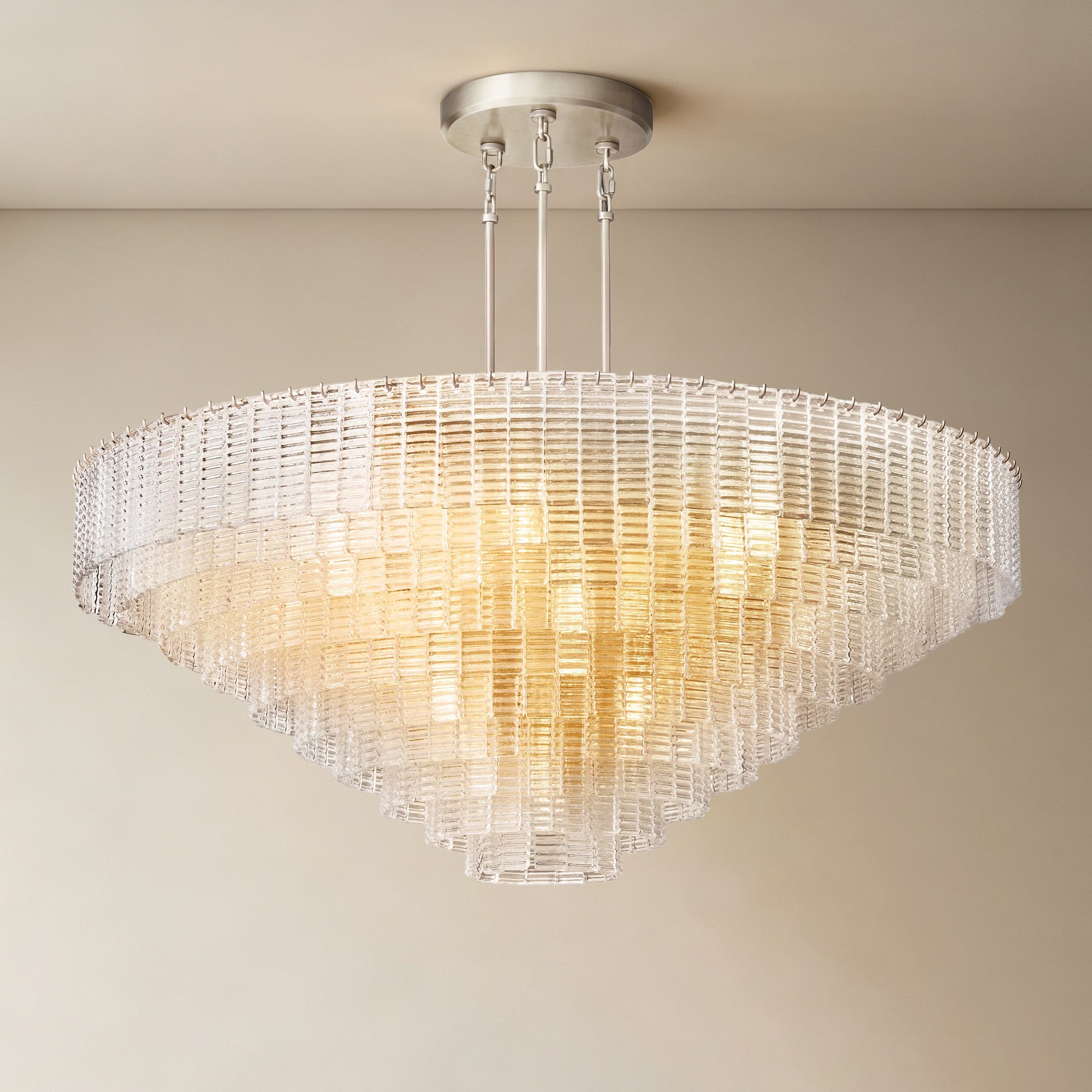 WOMO Ribbed Clear Glass Tiered Chandelier - Sirene