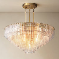 WOMO Ribbed Clear Glass Tiered Chandelier - Sirene
