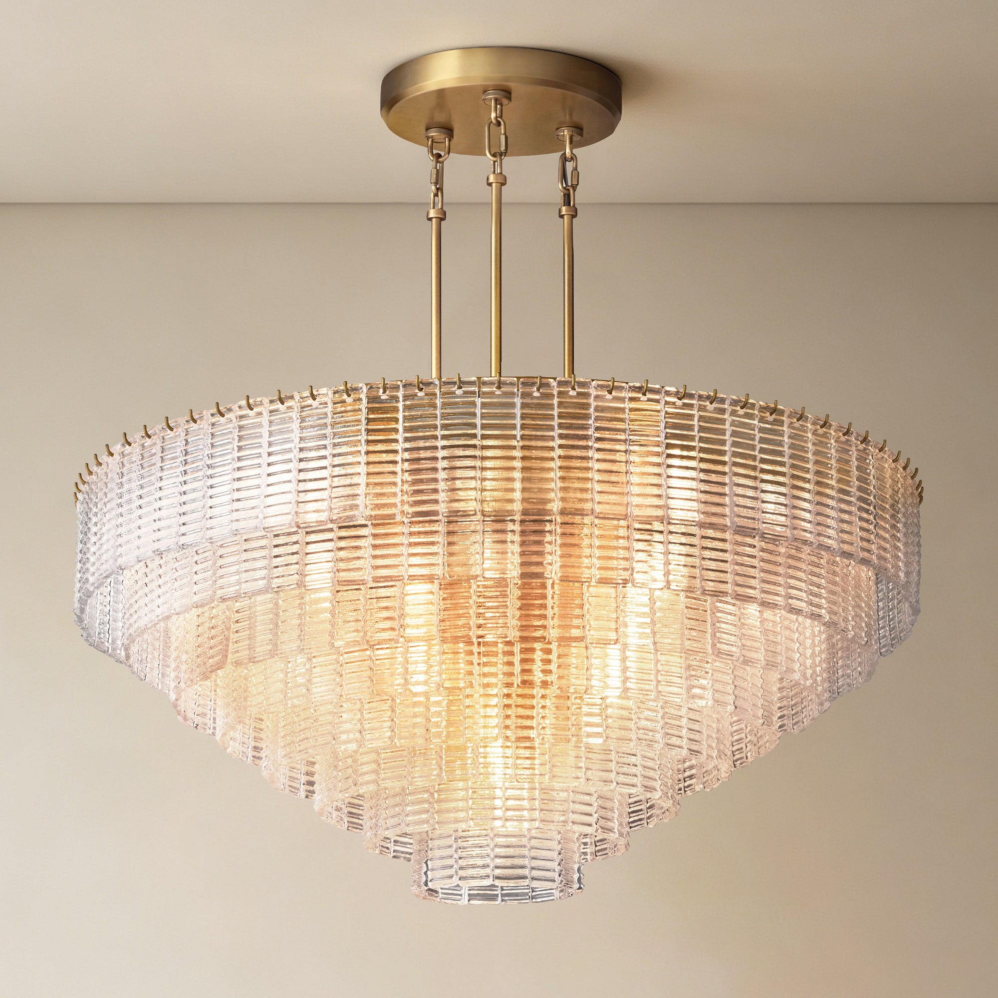 WOMO Ribbed Clear Glass Tiered Chandelier - Sirene