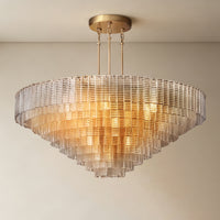 WOMO Ribbed Clear Glass Tiered Chandelier - Sirene