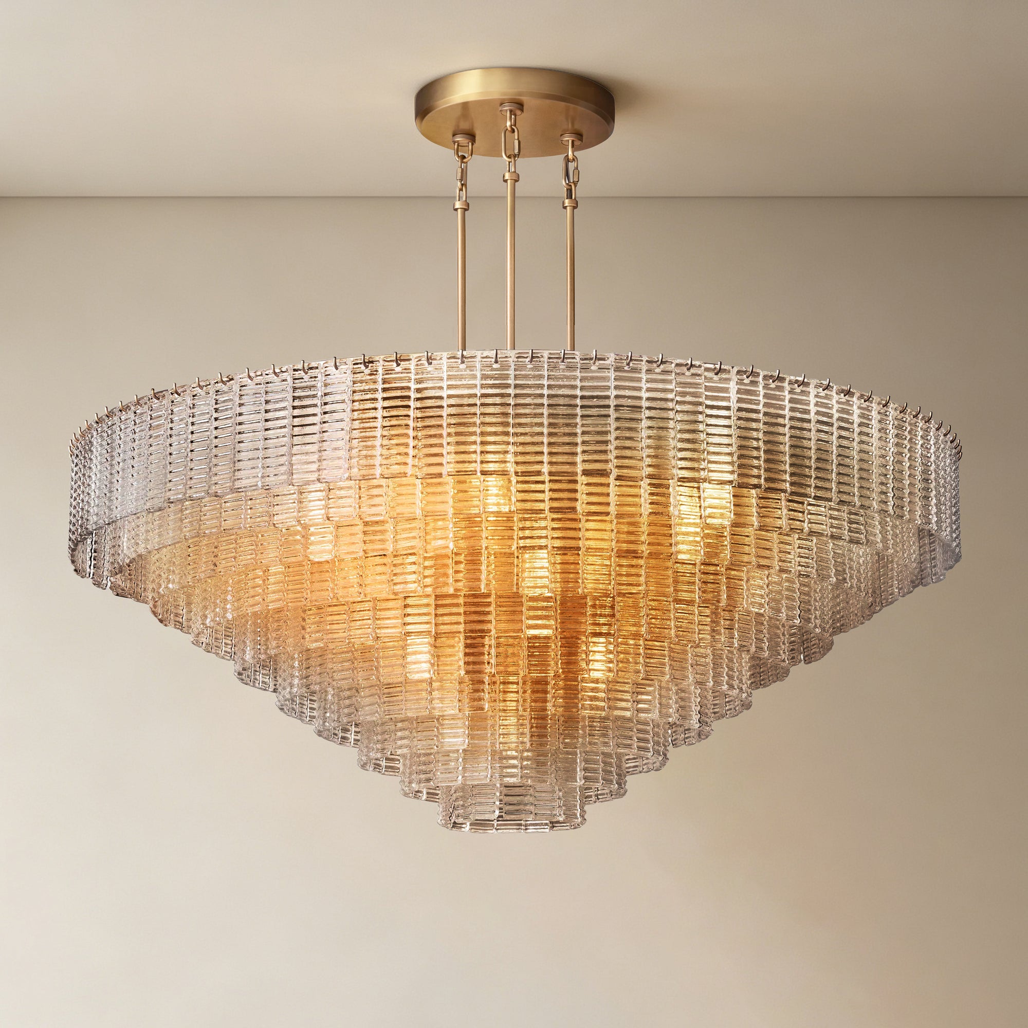WOMO Ribbed Clear Glass Tiered Chandelier - Sirene