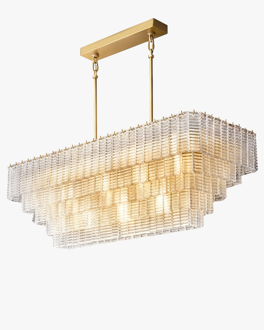 WOMO Ribbed Glass Rectangular Chandelier - Sirene