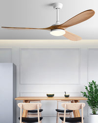 WOMO Large Wood Ceiling Fan with Light - WM5161