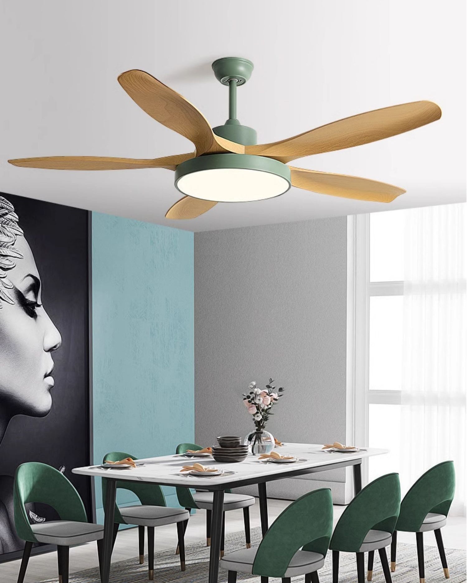 WOMO 52 inch Five Blade Ceiling Fan with Light - WM5167