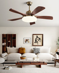 WOMO Gold Wood Ceiling Fan with Bright Light - WM5171