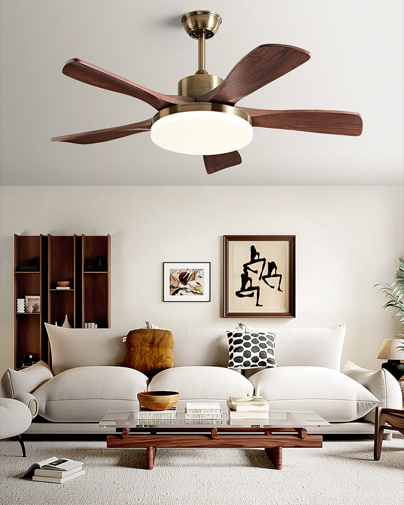 WOMO Gold Wood Ceiling Fan with Bright Light - WM5171