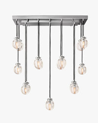 WOMO Ribbed Glass Globe Rectangular Chandelier - Pearl
