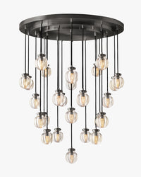 WOMO Ribbed Glass Globe Round Pendant Chandelier - Pearl