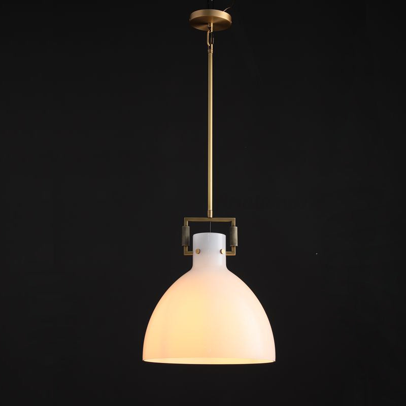 WOMO Milk Glass Dome Pendant Light - Machinist