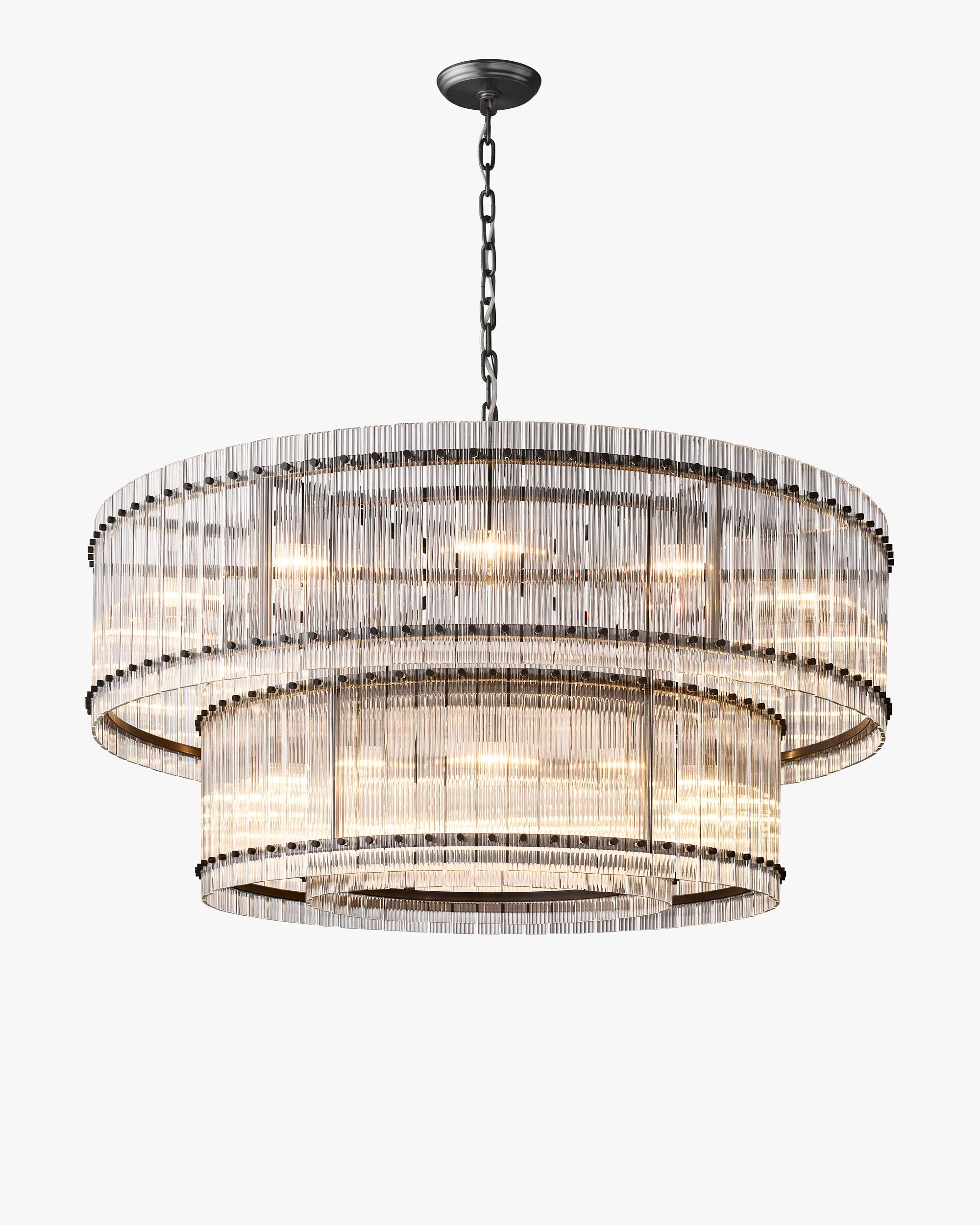 WOMO Ribbed Glass Two-Tier Chandelier - San Marco