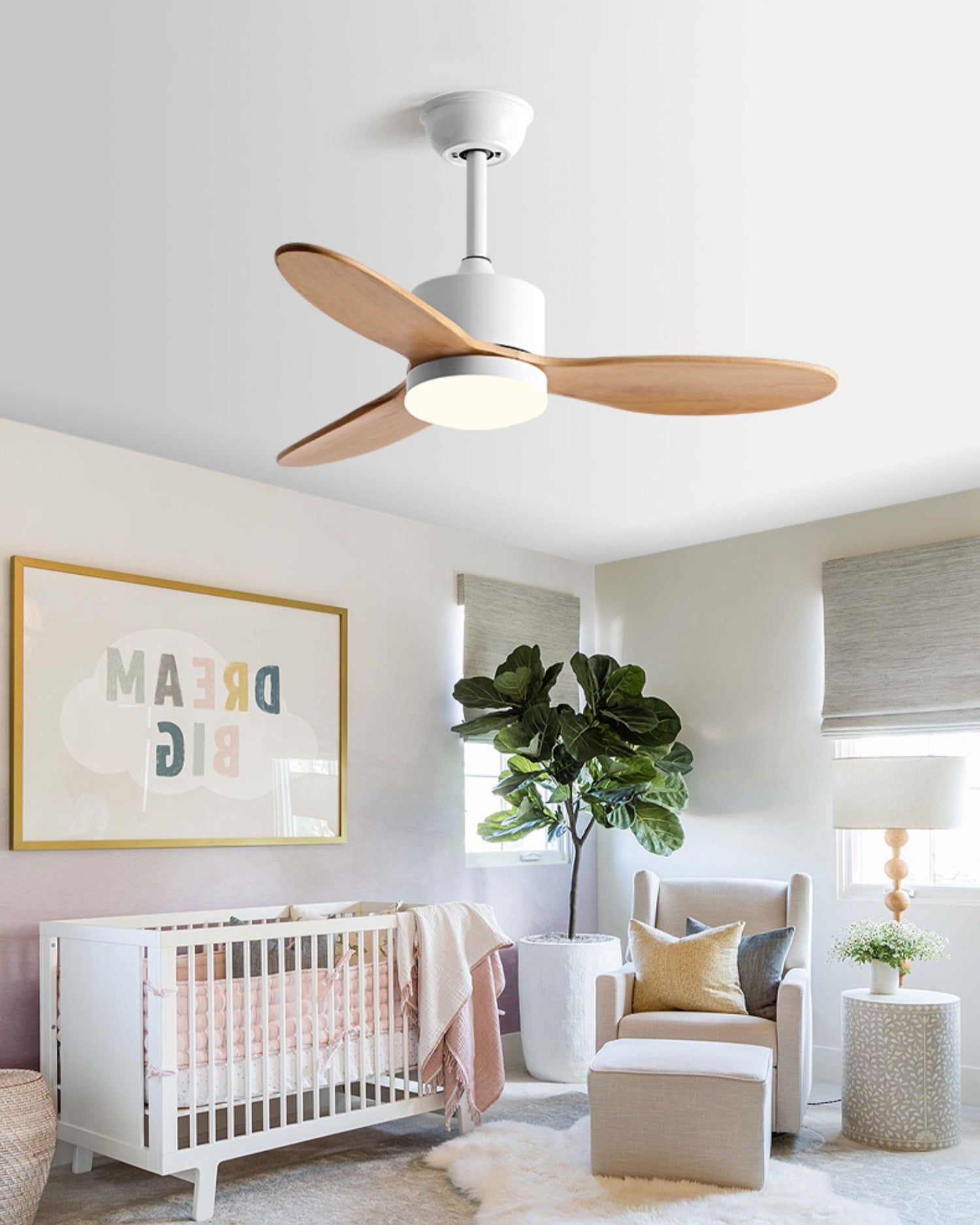 WOMO Mid Century Modern Ceiling Fan Lamp-WM5204