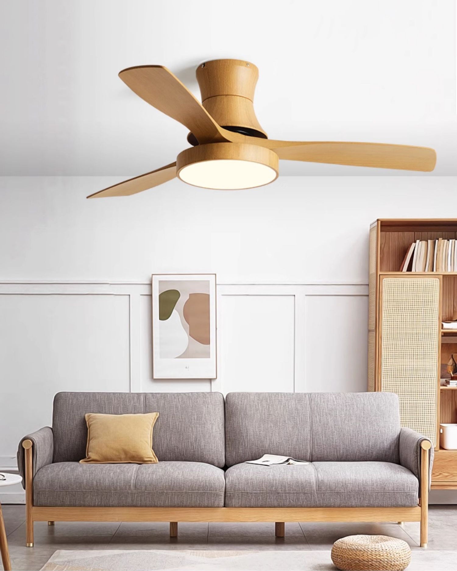 WOMO Modern Low Profile Ceiling Fan Lamp-WM5214