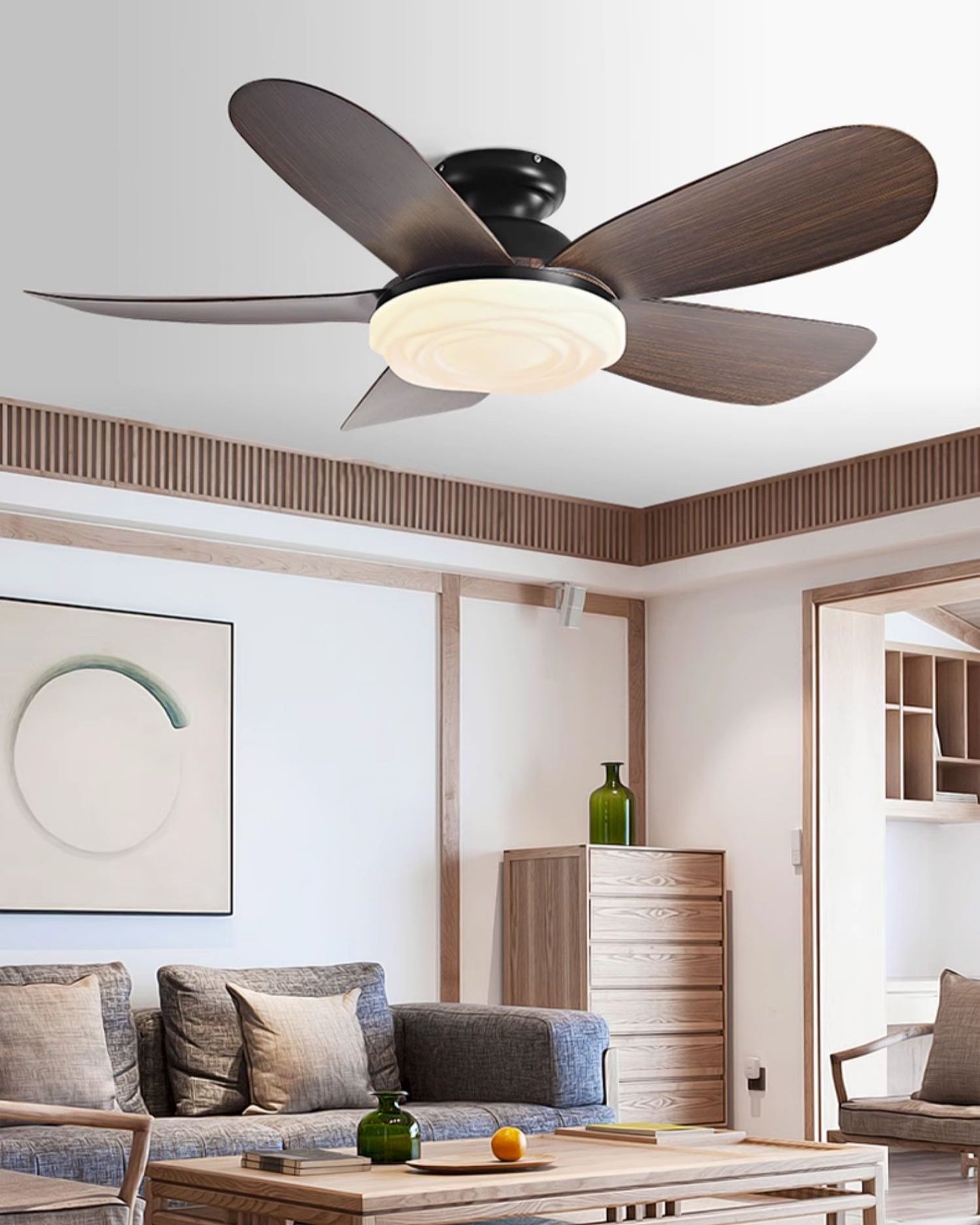 WOMO Modern Low Profile Ceiling Fan Lamp-WM5221