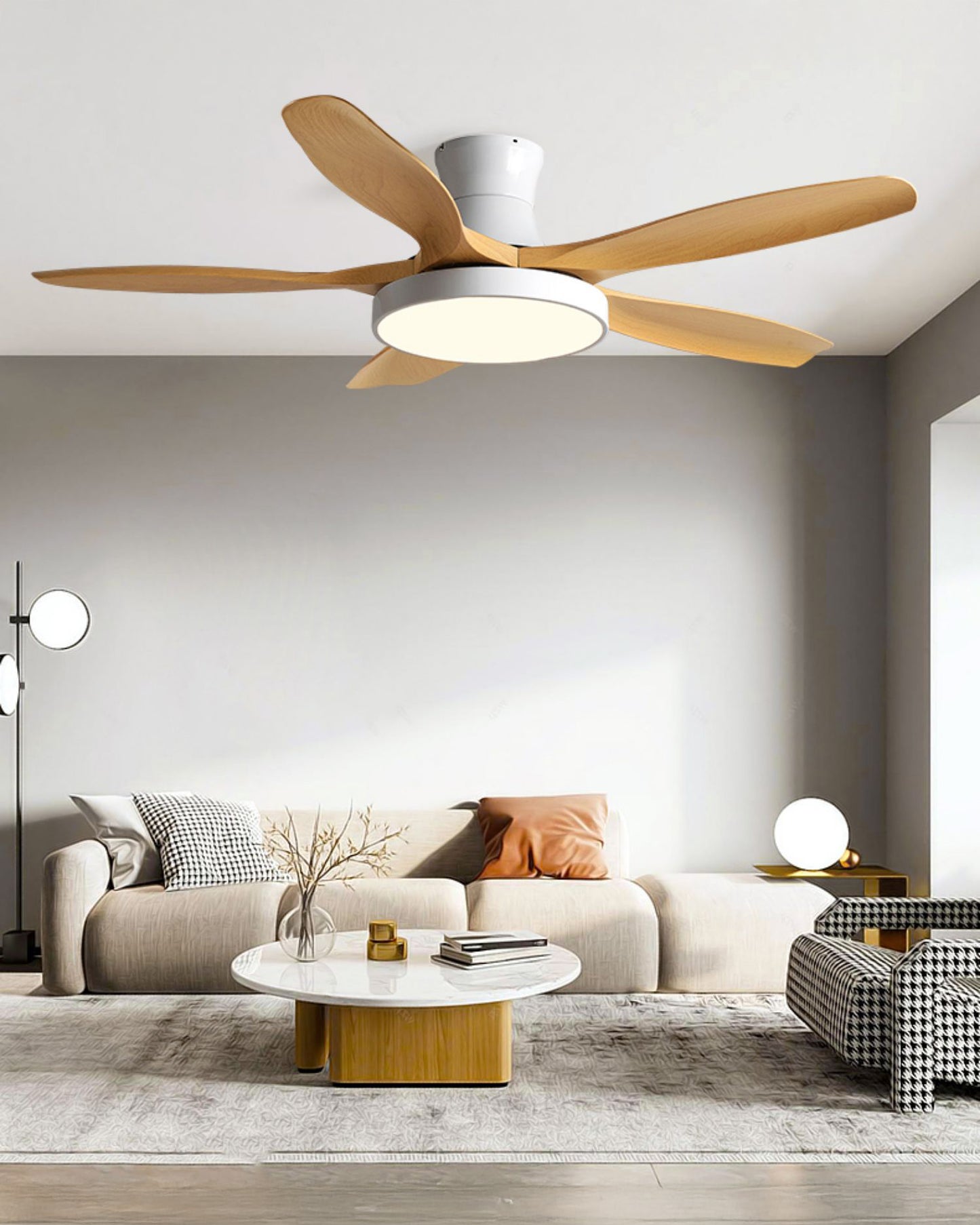 WOMO 5 Blade Low Profile Ceiling Fan Lamp - WM5245a