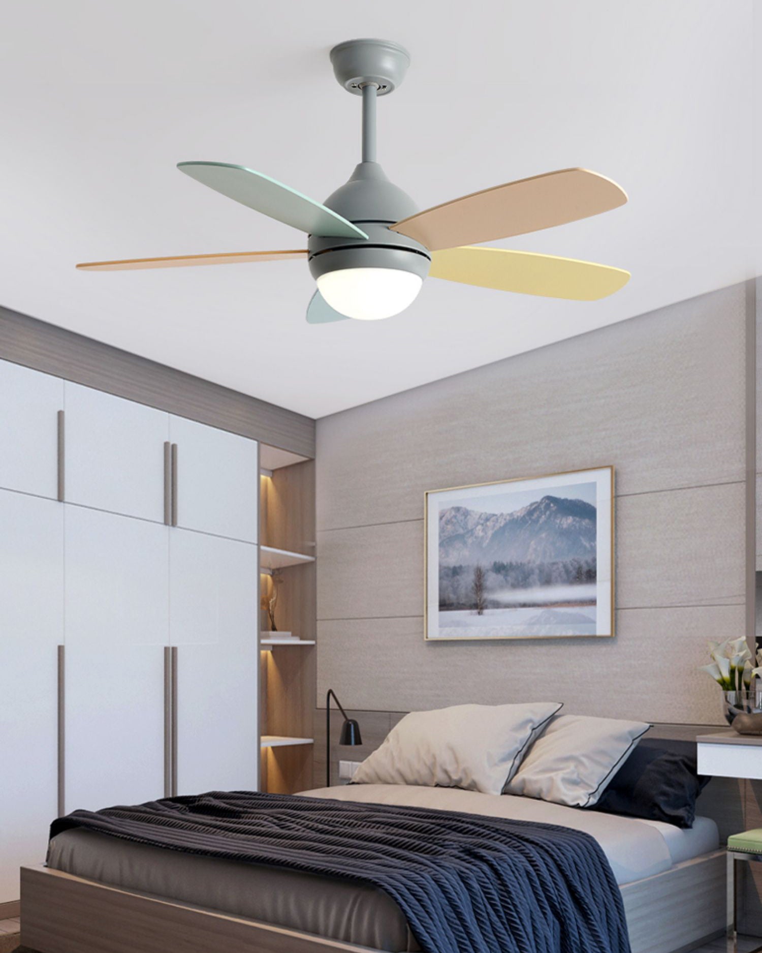 WOMO Modern 5 Blade Ceiling Fan Lamp - WM5247