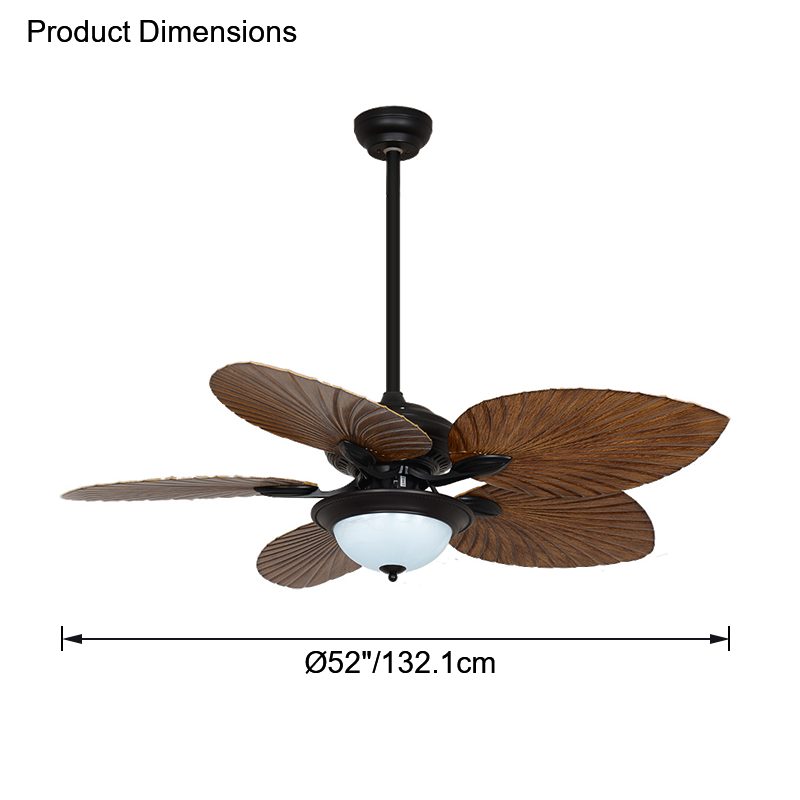 WOMO 52" Tropical Leaf Ceiling Fan Lamp-WM5005