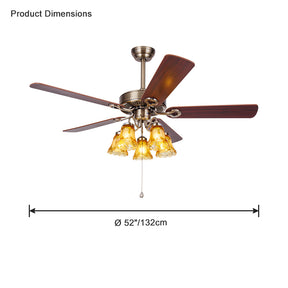 WOMO 42"/52" Ceiling Fan Chandelier with Pull Chain-WM5018