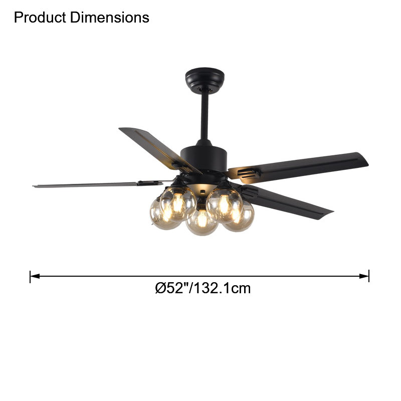 WOMO Glass Globe Ceiling Fan Chandelier-WM5009