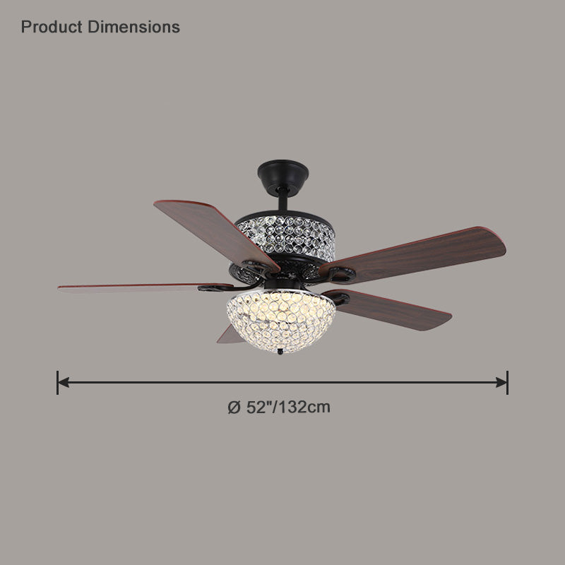 WOMO Vintage Crystal Ceiling Fan Chandelier-WM5033