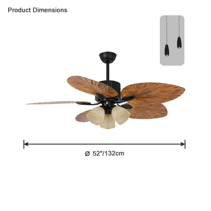 WOMO 52" Tropical Leaf Ceiling Fan Chandelier-WM5012