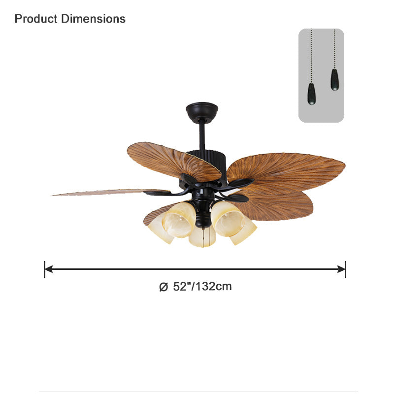 WOMO 52" Tropical Leaf Ceiling Fan Chandelier-WM5012