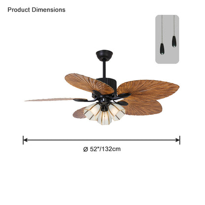 WOMO 52" Tropical Leaf Ceiling Fan Chandelier-WM5012