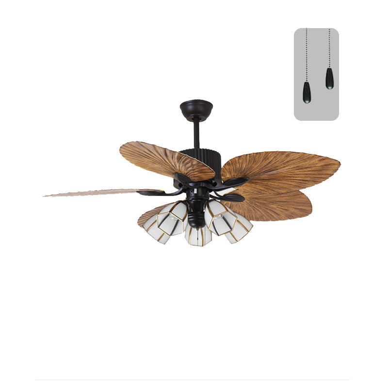 WOMO 52" Tropical Leaf Ceiling Fan Chandelier-WM5012