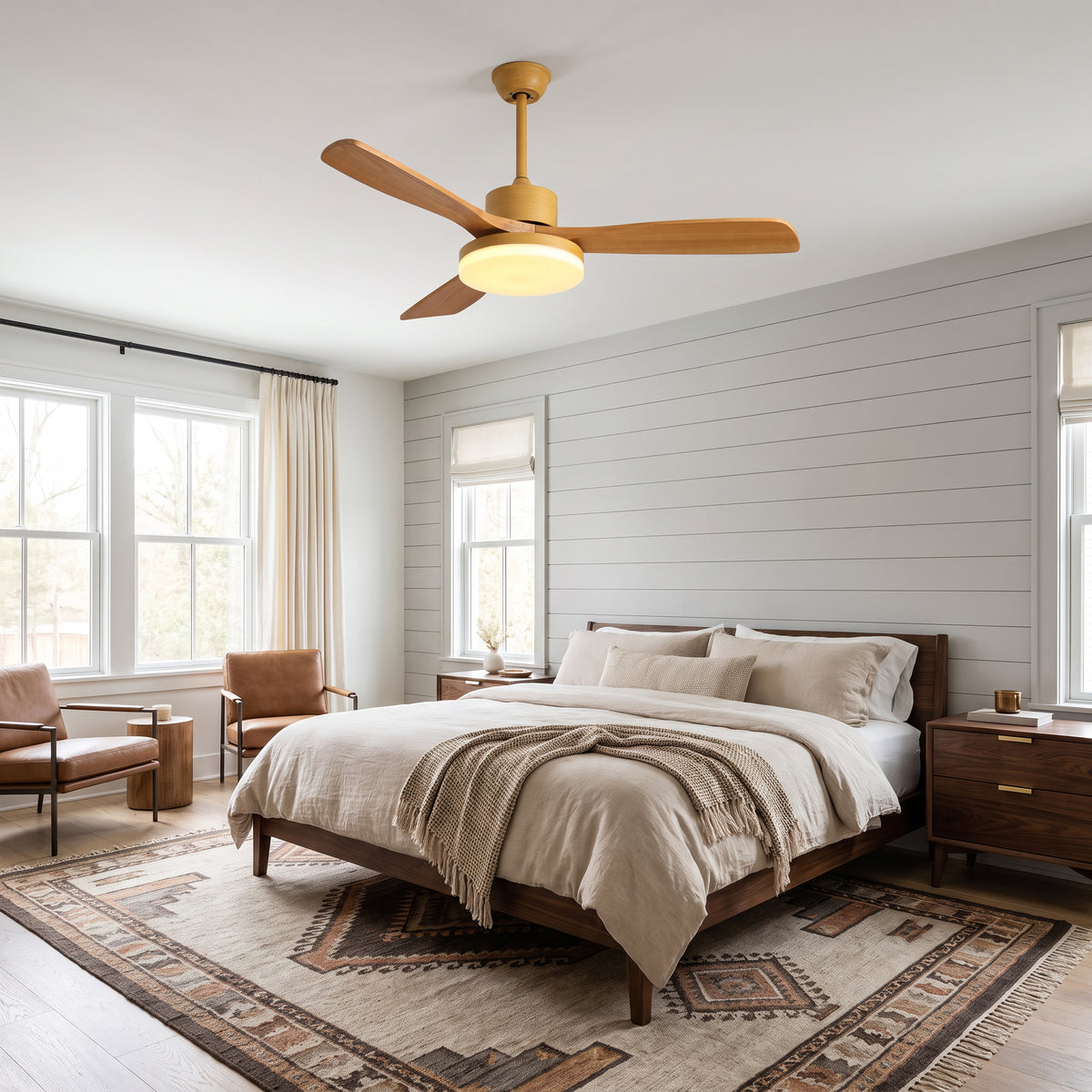 WOMO Scandi Reversible Ceiling Fan With Dimmable Light By Remote-WM5002