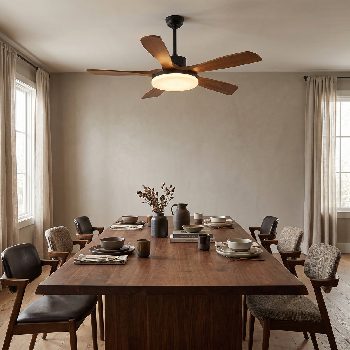 WOMO Scandi Reversible Ceiling Fan With Dimmable Light By Remote-WM5002