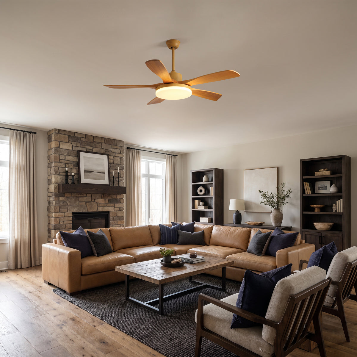 WOMO Scandi Reversible Ceiling Fan With Dimmable Light By Remote-WM5002