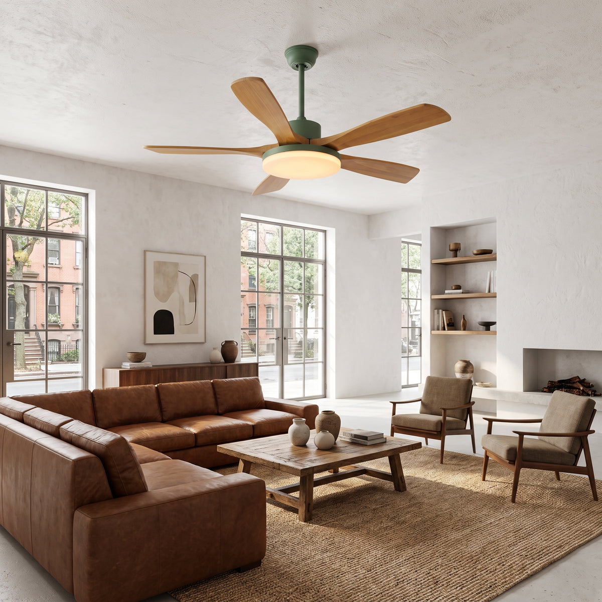 WOMO Scandi Reversible Ceiling Fan With Dimmable Light By Remote-WM5002