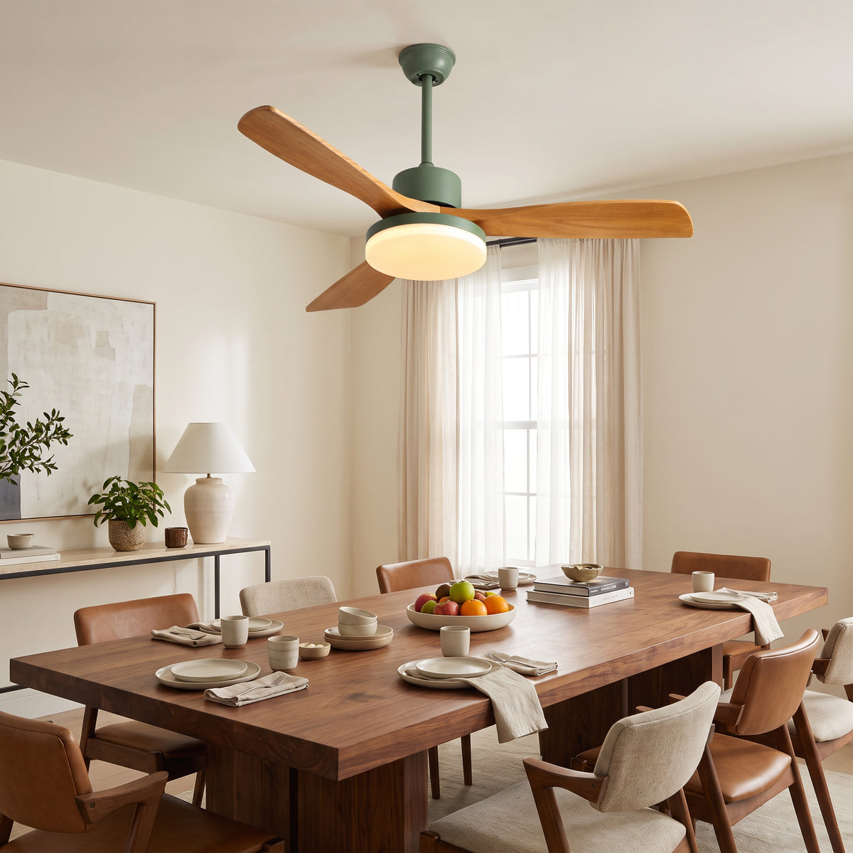 WOMO Scandi Reversible Ceiling Fan With Dimmable Light By Remote-WM5002