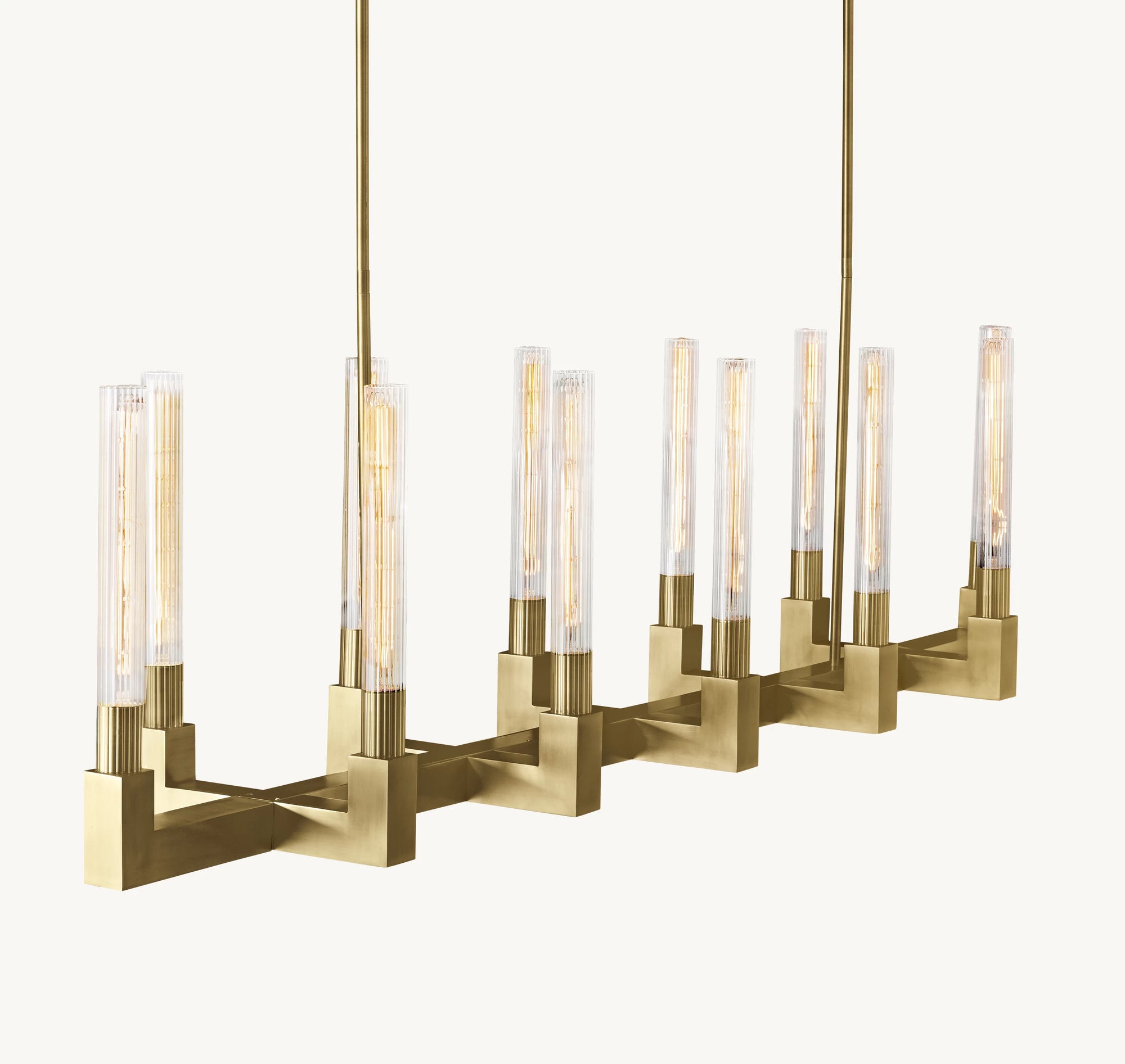 WOMO Fluted-Glass Candlestick Linear Chandelier - Cannele