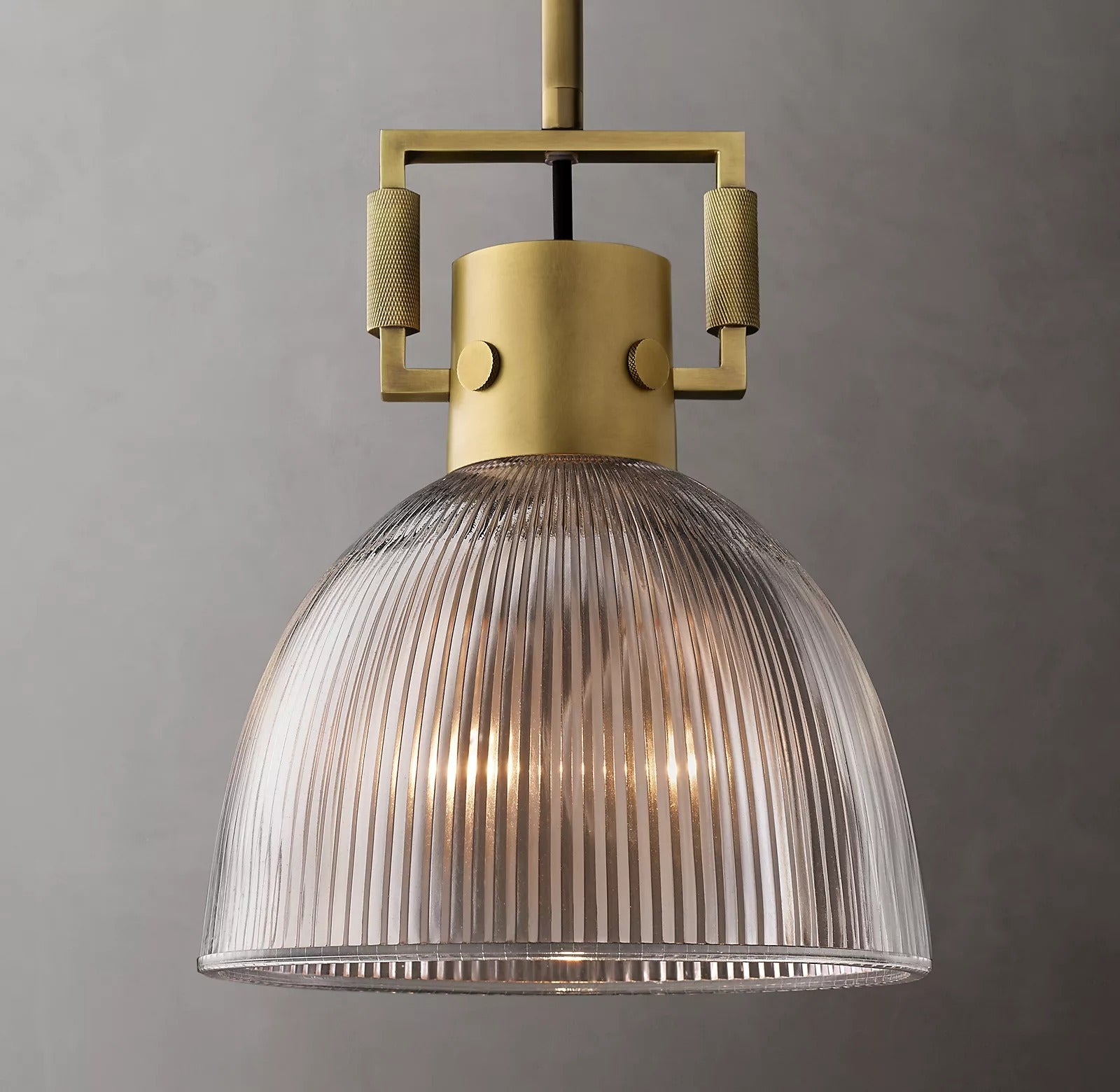 WOMO 10 Inch Ribbed Glass Dome Pendant Light - Machinist
