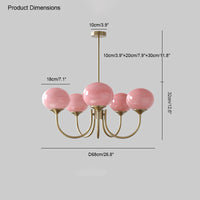 WOMO Pink Glass Globe Arm Chandelier-WM2052