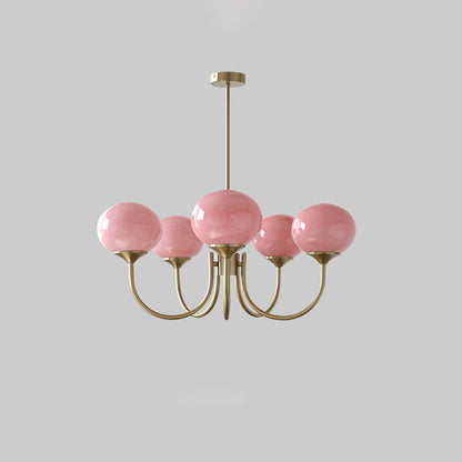 WOMO Pink Glass Globe Arm Chandelier-WM2052