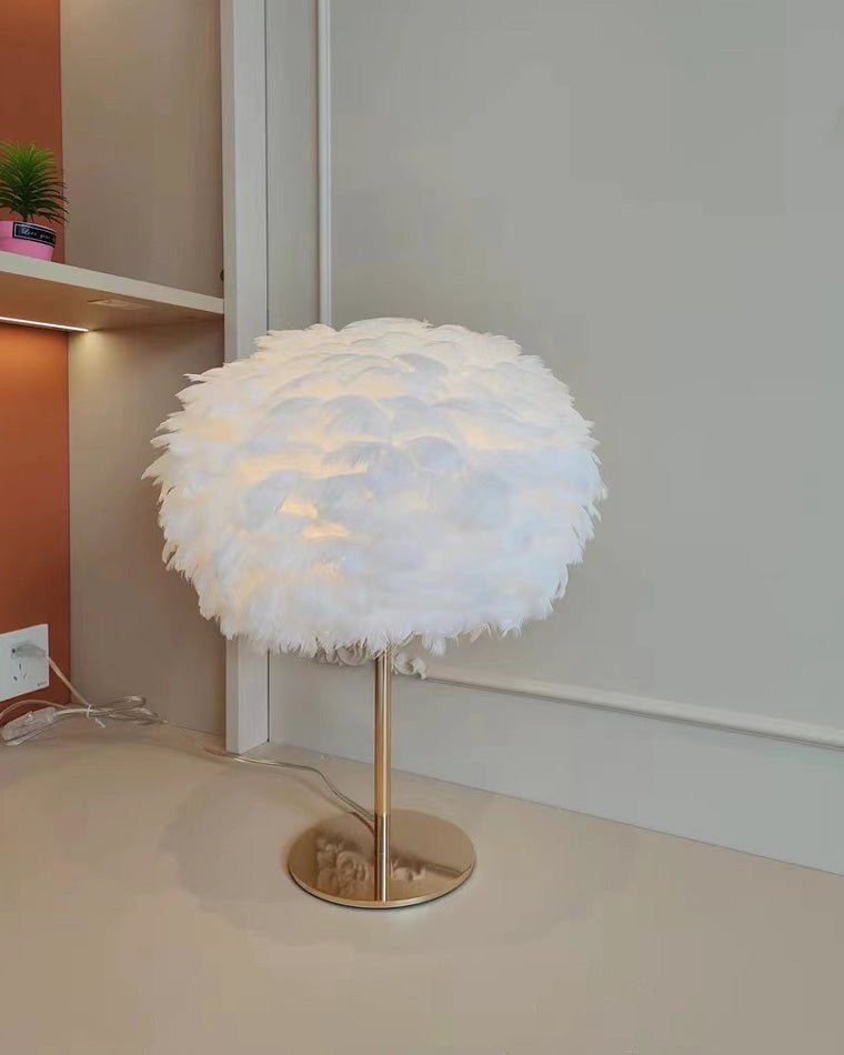 WOMO Pretty Round Feather Table Night Lamp-WM8038