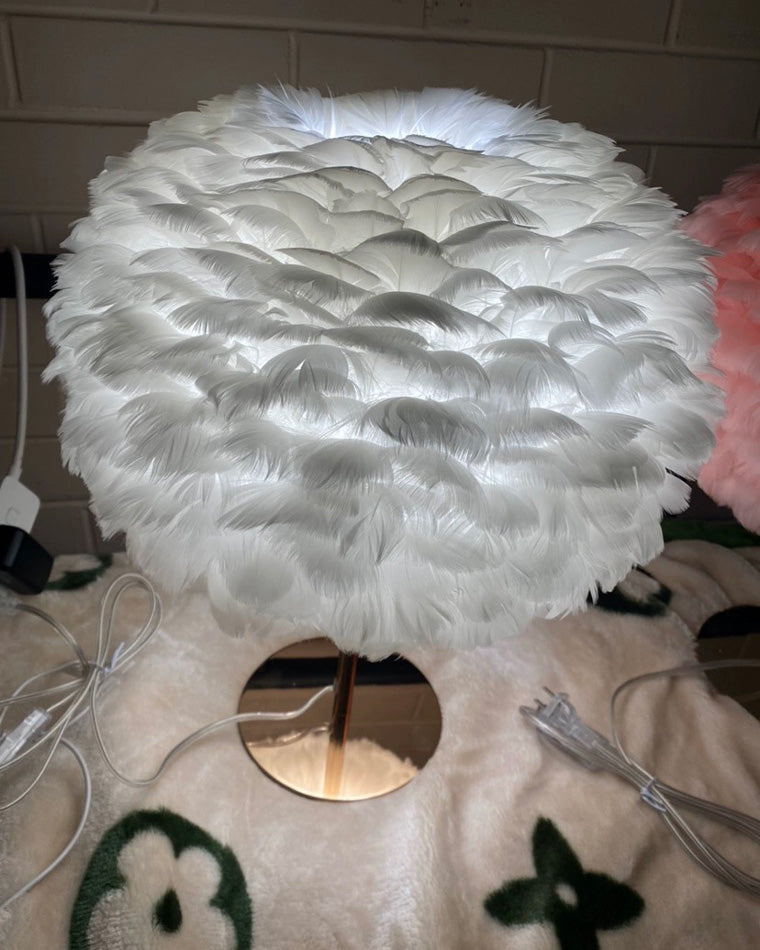 WOMO Pretty Round Feather Table Night Lamp-WM8038