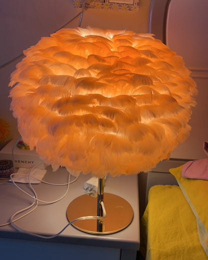 WOMO Pretty Round Feather Table Night Lamp-WM8038