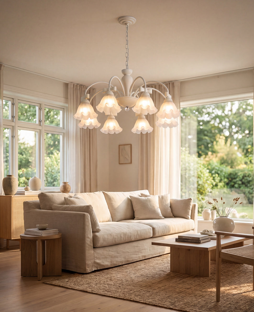 WOMO Bell Flower Frosted Glass Chandelier-WM3197