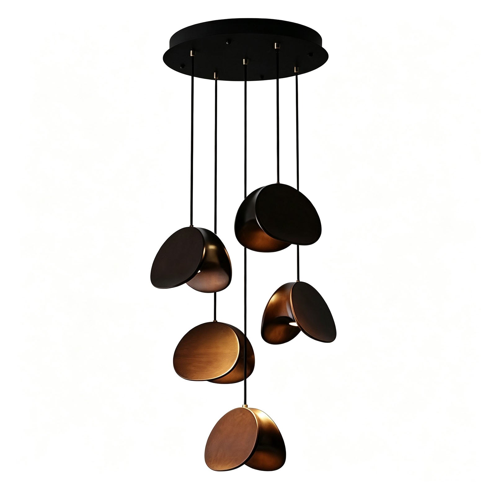 WOMO Mid‑Century Solid Wood Petal Chandelier-WM3261