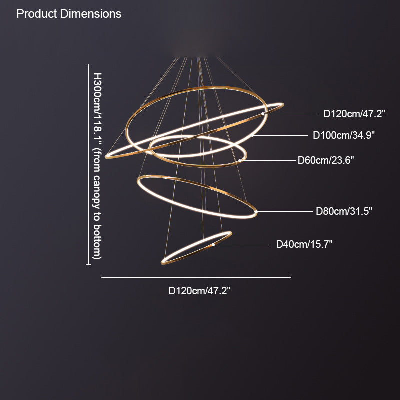 WOMO Large Tiered Ring LED Foyer Chandelier-WM2160