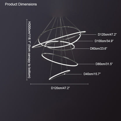 WOMO Large Tiered Ring Foyer Chandelier-WM2160